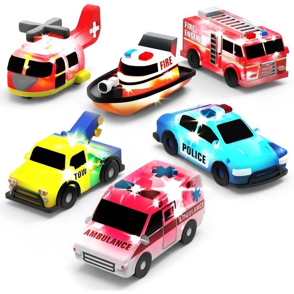 ® Emergency™ Cars Light Up Bath Toys, 6 Pack | Water-Activated Light Up Toys